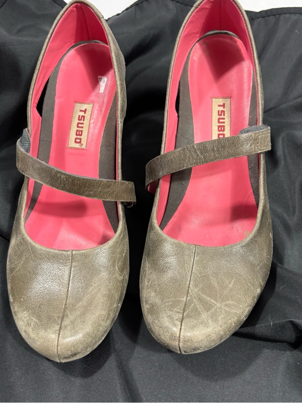 Tsubo Metallic Taupe Mary Jane Flats with Pink Insole